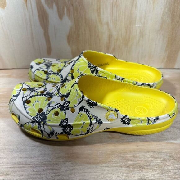 Crocs Vera Bradley Yellow and Black Butterfly Clogs Women’s Size 9 - Picture 8 of 8